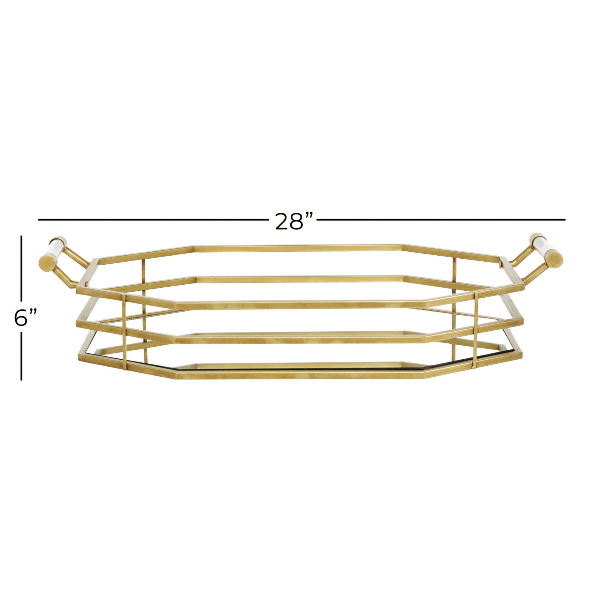 CosmoLiving by Cosmopolitan 27" Gold Metal Glam Tray